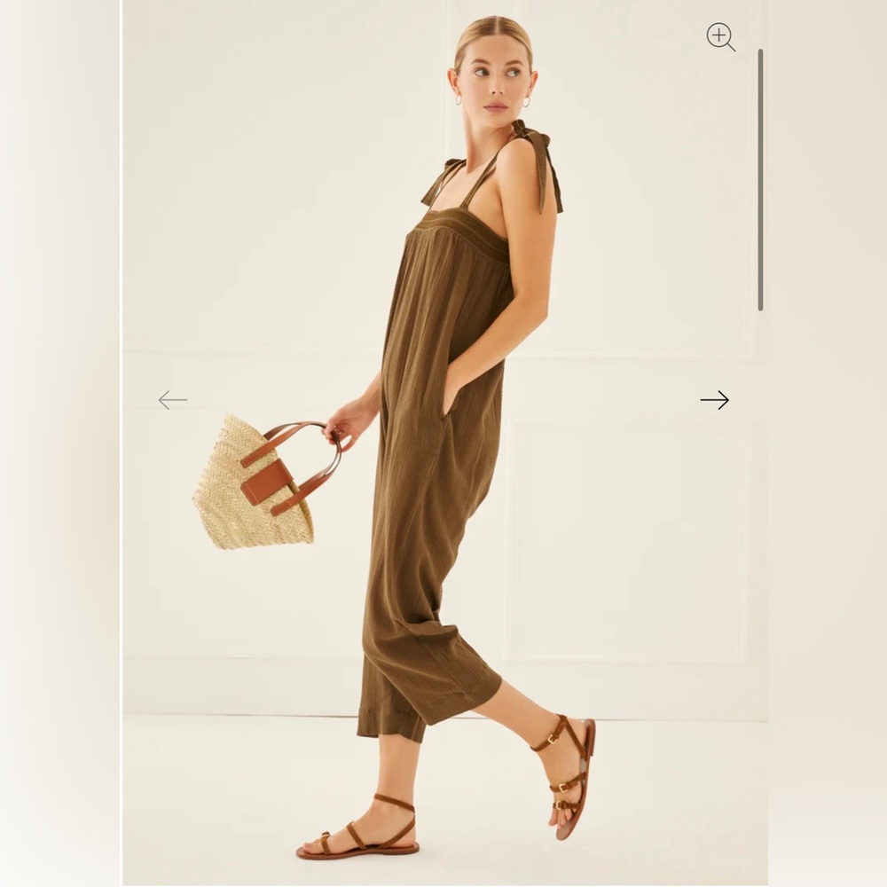 Something Navy Tie Shoulder Wide Leg Jump Suit